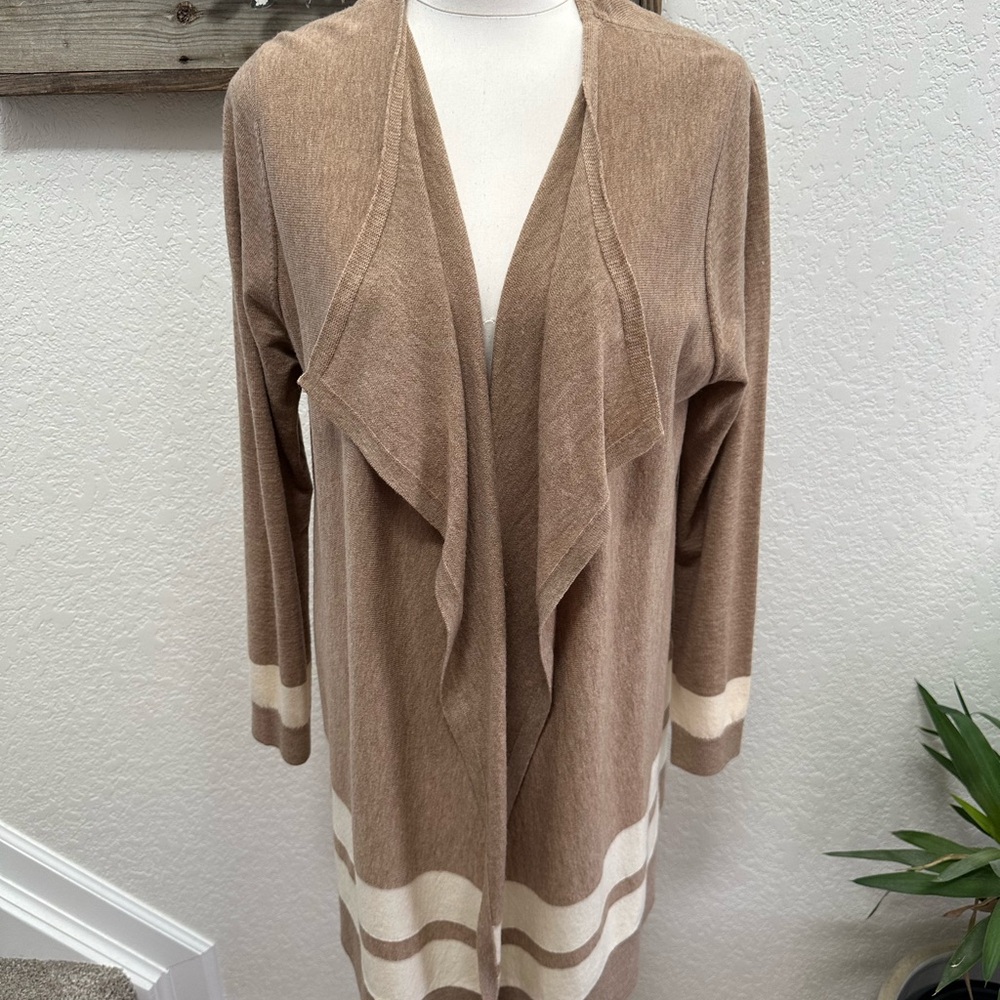 Boden Women's Tan Open Front Cardigan Sweater 100% wool ladies large
